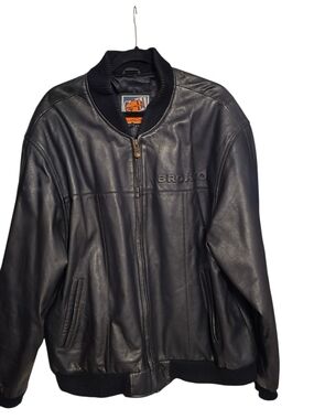 ​Vintage Denver Broncos G-III Carl Banks Leather Jacket XL Bomber Black
